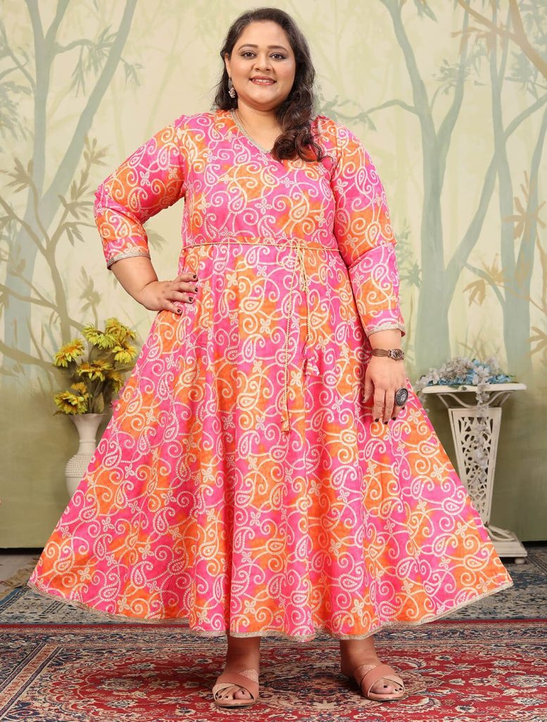 Pink Rayon Plus Size kurti - Fabanza